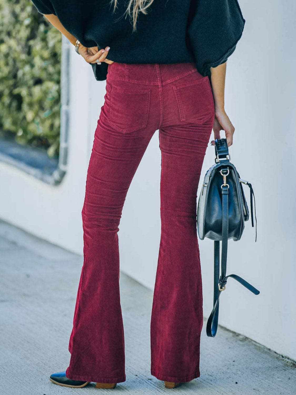 High rise bootcut trousers, polyester - Love Salve